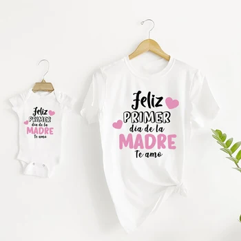 Ilk Anneler Günü Eşleştirme Kıyafetler Anne ve Bebek Eşleştirme Gömlek Yeni Anne Hediye Anne Kısa Kollu T-Shirt Bebek Tulum
