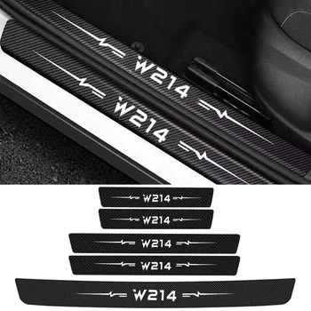 Araba Kapı Eşiği Koruyucu Anti Scratch Koruyucu Sticker Mercedes Benz için W214 Logo Karbon Fiber Arka Bagaj Tampon Çıkartmaları