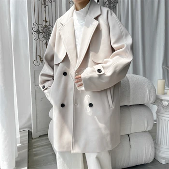 Zongke Erkek Yün Ceket Erkek kışlık ceketler Erkekler için yün paltolar Kore Sonbahar Giysileri Uzun Palto Giyim Ücretsiz Kargo 2023