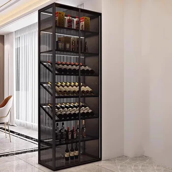 Bar Ekran Şarap Dolapları Vitrin Oturma Odası Köşe Cam Sayaç Şarap Dolabı Raf Duvar Vitrinas De Vidrio Şarap Dekorasyon