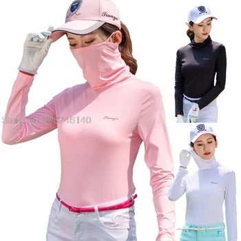 Pgm Bayan Anti-Uv Gömlek Uzun Kollu Üstleri Yaz Güneş Koruyucu Golf İç Çamaşırı açık spor kıyafetleri Buz İpek Serin Dip