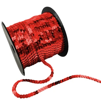 100 Metre DIY Dikiş El Sanatları Düz Yuvarlak Kolay Uygula 6mm Kafa Bandı Zarif Gümüş Kırmızı Takı Pullu Şerit PVC Giyim