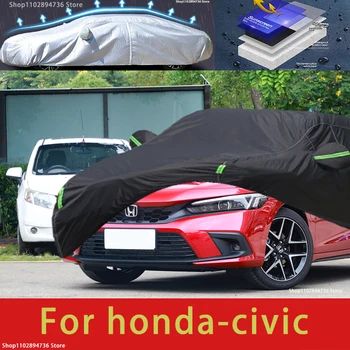 Honda Civic Fit için Açık Koruma Tam araba kılıfı s Kar Örtüsü Güneşlik Su Geçirmez Toz Geçirmez Dış siyah araba kılıfı