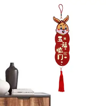 Çin Yeni Yılı Kapı Dekorasyon Tavşan Karakter Püskül Asma Kolye Tasse Feng Shui Şanslı Charm Çince Karakter