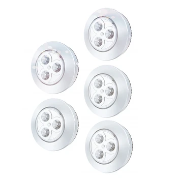 5 Paket LED Akülü Kablosuz Gece Dokunun Basın Lambası Stick-On Push güvenli ışıkları Koridor Mutfak Yatak Odası Banyo Dolapları