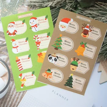 10 Yaprak Sarı Yeşil Noel Arkadaşlar Yazma etiket kağıdı Etiket Scrapbooking DIY Parti Hediye Ambalaj Dekorasyon Etiketi