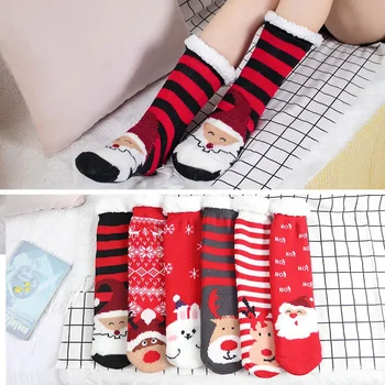 Orta tüp Kat Noel Çorap Kapalı Kalınlaşma ve Polar Sonbahar ve Kış Yeni Uyku kaymaz Çorap