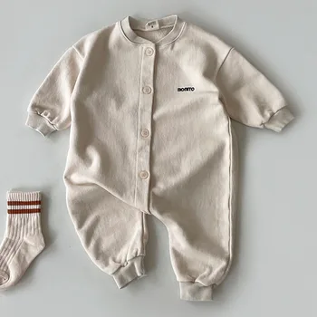 Erkek bebek Ve Kız Tulum Giysileri Sonbahar Kış Hırka Uzun Kollu Bebek Tek Parça Yürümeye Başlayan Çocuk Rahat Pamuk Onesie
