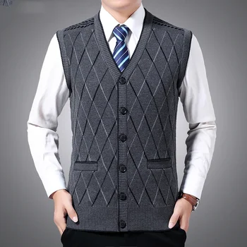 2023 Yeni Moda Marka Kazak Erkekler Kazaklar Yelek Kolsuz Slim Fit Süveter Triko Sonbahar Kore Tarzı rahat giyim Erkek