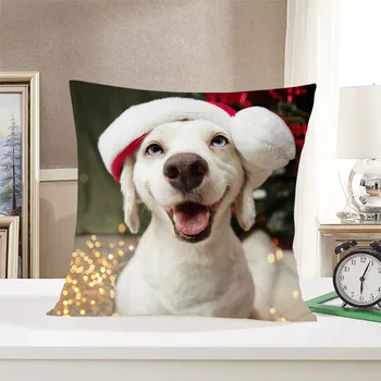 HX Hayvanlar Noel Yastık Kılıfı 3D Grafik Labrador Polyester Zip Yastık Örtüsü Karikatür minder örtüsü Atmak Yastık Kılıfı
