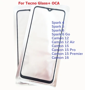 10 Adet/grup Dokunmatik Panel LCD Ön Dış cam ekran lensi İle OCA Tutkal Filmi Tecno Pop 4 Spark 4 5 6 Camon 12 Hava 15 Pro 16