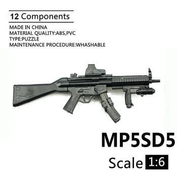 1: 6 MP5SD5 Makineli Tabanca 1/6 Plastik Monte Ateşli Silah Bulmaca Modeli İçin 12 