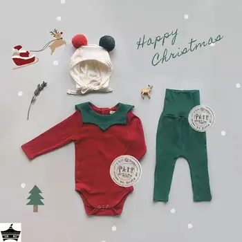 Sevimli Yenidoğan Erkek Kız Noel Giysileri Sevimli Ponpon Tasarım Bebek Romper Tulum Sonbahar Kış Toddler pamuk bebek tulumu Göndermek Kap