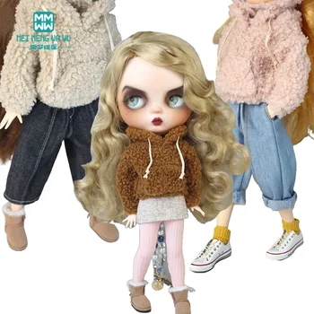 Uyar Blythe Doll Azon OB22 OB24 oyuncak bebek giysileri Moda Peluş Polar ceket Hoodie Jumper Oyuncaklar Hediye