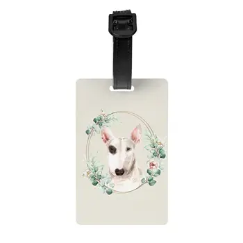 Bull Terrier Köpek Çiçek Altın Çelenk Bagaj Etiketleri Seyahat Bavul Pet Lover Gizlilik Kapak KİMLİK Etiketi
