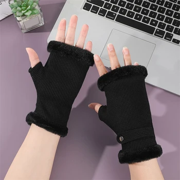 Kadın Sıcak Parmaksız Eldiven Moda Kış Yarım Parmak dokunmatik ekran eldiveni Yeni Streç Soğuk Eldiven