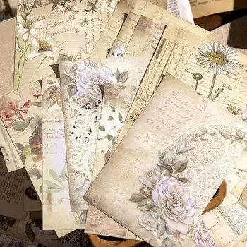 Yoofun 100 yaprak Retro Dekoratif Malzeme Kağıt Kitap Vintage Gül Mektup Çiçekler Kağıtları Dergisi Süt Zanaat Yapma