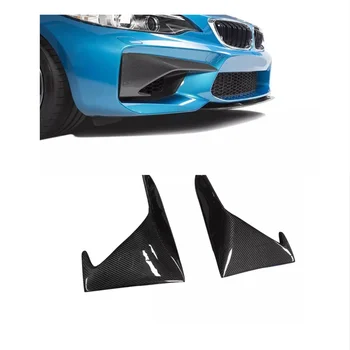 2 adet Karbon Fiber Ön Tampon Sis Ayırıcılar Önlük Flaps BMW 2 Serisi için F87 M2 Coupe 2 Kapı 2016 2017 2018 Araba Koruma FRP