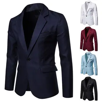 Erkek takım elbise ceket Sonbahar Kış Erkek Blazer Dış Giyim Rahat Şık Yakışıklı Yaka Takım Elbise Ceket