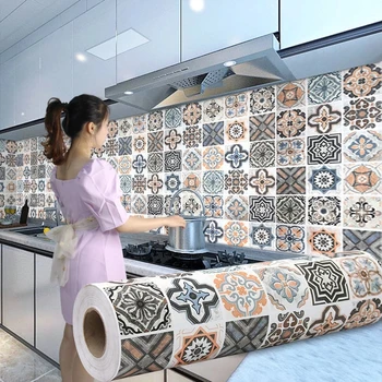 DIY Yağ Geçirmez Mutfak Mobilya duvar çıkartmaları Kendinden Yapışkanlı Banyo Karosu 3D Su Geçirmez Vinil Dolap Duvar Kağıdı Papel De Parede