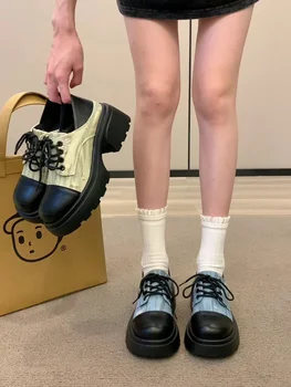 Kore ayakkabısı Karışık Renkler Yuvarlak Ayak Takunya Platformu Tüm Maç İngiliz Tarzı Sonbahar Oxfords kadın Kadın Ayakkabı sneaker