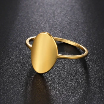 Basit Elegance Oval Yüzük Kadınlar için Yeni Moda Paslanmaz Çelik Altın Gümüş Renk Parmak Yüzük Kız için noel hediyesi