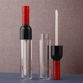 5ML 10/30/50 adet Plastik Şeffaf Dudak Parlatıcısı şişesi Renkli Kapaklı, Boş Şarap Şekli Yaratıcı Taşınabilir Dudak Parlatıcısı Tüp, ruj tüpü