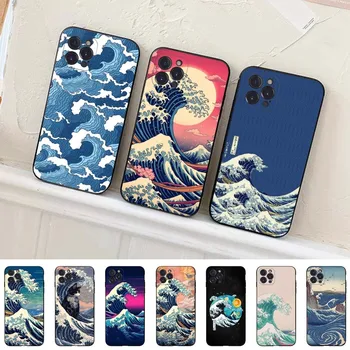 Anime Deniz Dalgaları telefon kılıfı Silikon Yumuşak iphone 15 14 13 12 11 Pro Mini XS MAX 8 7 6 Artı X 2020 XR Kabuk