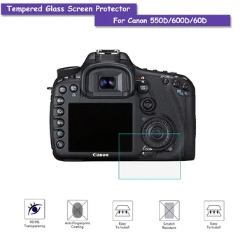 9 H Temperli Cam LCD Ekran Koruyucu Kalkanı Filmi Canon 550D / 600D / 60D Kamera Aksesuarları