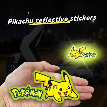 Pokemon Pikachu Çıkartmalar Kızdırma Çıkartmalar Motosiklet Yansıtıcı Sticker Çizikler Uyarı Yansıtıcı Sticker Araba için