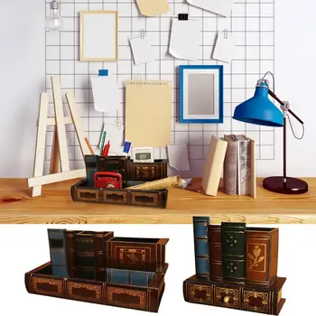 Kalemlik Masası Antika Kütüphane Kitap Tasarım kalemlik Dekoratif masa düzenleyici Caddy Aşınmaya Dayanıklı Masaüstü Zanaat