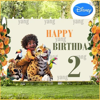 Disney Prenses Encanto Mirabel Antonio Sürme Kaplan Karikatür Glitter Zemin Bebek Mutlu Doğum Günü Partisi Fotoğraf Arka Plan