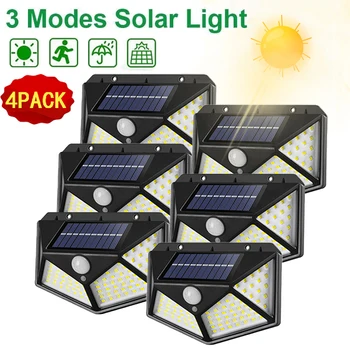 4 Adet 30/100 LED güneş duvar ışıkları açık Güneş Lambası PIR Hareket Sensörü Güneş Enerjili Güneş ışığı Sokak Duvar Lambası bahçe lambası