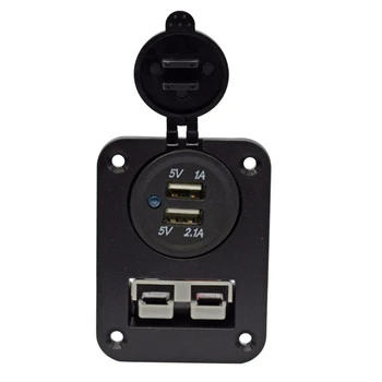 1 adet Araba USB şarj aleti Paneli Soket Camper Fiş 3.1 A çifte şarj makinesi Tekne İçin USB Monte DIY Monte 50A Araba Akım Soketi