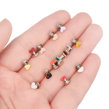 10 Adet Mini Mantar Sivri Düğmeler Metal Kalp Kuşgözü Tokaları DIY Bebek Çantası Ayakkabı Elbise Bebek Giyim Dikiş Aksesuarları