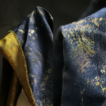 Dokulu Parlak Mavi Kontrast Çift taraflı Jakarlı Kumaş Kesme Hanfu Takım Elbise Tasarımcısı Kumaş