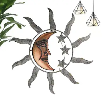 Güneş Ay Duvar Dekor Metal Ay Yıldız Heykel Duvar Sanatı Ay Yüz Duvar Dekorasyon Kapalı Açık Bahçe Oturma Odası Çit