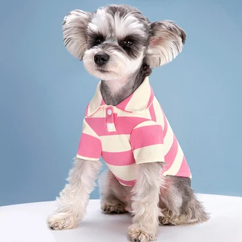 Köpek Kostüm Pet T-Shirt Pet Gömlek Kazak Takım Elbise Köpek Giysileri Köpek Yavrusu Çizgili Yaz Klasik Yumuşak