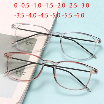 Ultralight Çelik tel Bitmiş Miyopi Gözlük Kadın Erkek Kare Öğrenci Kısa görüşlü Gözlük Diyoptri-0.5 -1.0 -1.5 -2.0 İla-6.0