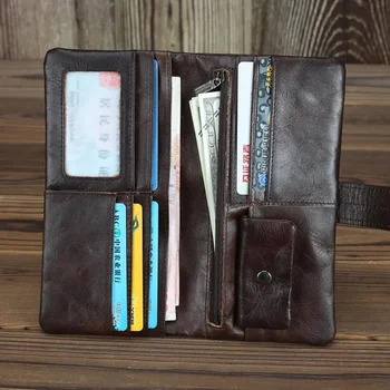 Yumuşak Deri uzun cüzdan Adam Çile Siyah Hakiki deri kartlık Erkek Para Cebi Fermuar Debriyaj Çanta küçük cüzdan