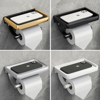 Banyo Siyah Kağıt Tutucu Duvara Monte Telefon Raf Tuvalet Kağıdı Raf Banyo Aksesuarları kağıt havlu dispenseri