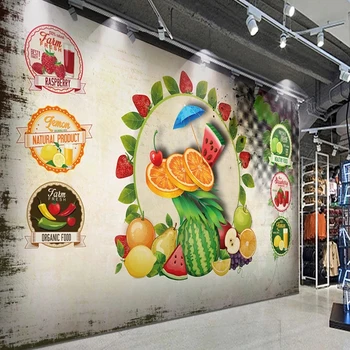 Fotoğraf Duvar Kağıdı Yaratıcı Karpuz Turuncu Meyve Duvar Süpermarket meyve Mağazası Yaratıcı Arka Plan duvar kağıdı su geçirmez etiket