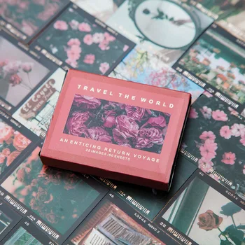50 adet / Retro dünya sokak çiçek sahne film çerçevesi dekorasyon çıkartmaları DIY el hesabı günlüğü Kore kırtasiye çıkartmalar