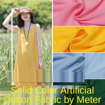 Düz Rayon Pamuklu Kumaş Metre Başına Giysi Etek Elbise Dikiş Yaz Yumuşak Tekstil Nefes Esneklik Bambu Kumaş