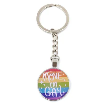 Eşcinsel Gurur Gökkuşağı Bayrağı Anahtarlık Lezbiyen LGBT Gurur Parlak Renkli Cam Cabochon Anahtarlık Yüksek Kaliteli Chaveiro Eşcinsel Hediye