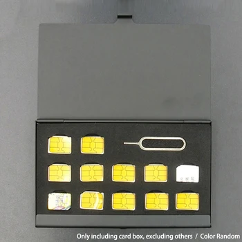 12-Slots-NANO + 1-Slot-Card-Pin Alüminyum Taşınabilir SIM Mikro Pin SIM Kart Nano Hafıza Kartı saklama Kutusu Kılıf Koruyucu Tutucu
