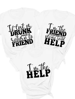 BFF En İyi Arkadaşlar Kadın T-shirt Kayıp veya Sarhoş Lütfen Dönüş Arkadaş Tshirt Sarhoş Dönüş Bestie Komik Arkadaşlar Tee Gömlek