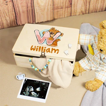 Kişiselleştirilmiş Mektup Adı ile bebek dişi Kutusu Hatıra Diş Göbek Kıvırmak Saç Ormanlık Toplama Kutuları Bebek Doğum Günü Duş Hediye