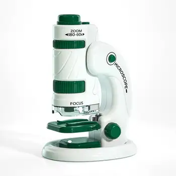 Zumlanabilir Taşınabilir Mikroskop Taşınabilir Çocuk Mikroskop ile 60x-180x Zoom Büyütme Lensler Led Eğitici Bebekler için