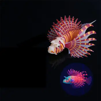 Yapay aydınlık Lionfish balık tankı peyzaj silikon sahte balık karanlık akvaryum dekorasyon